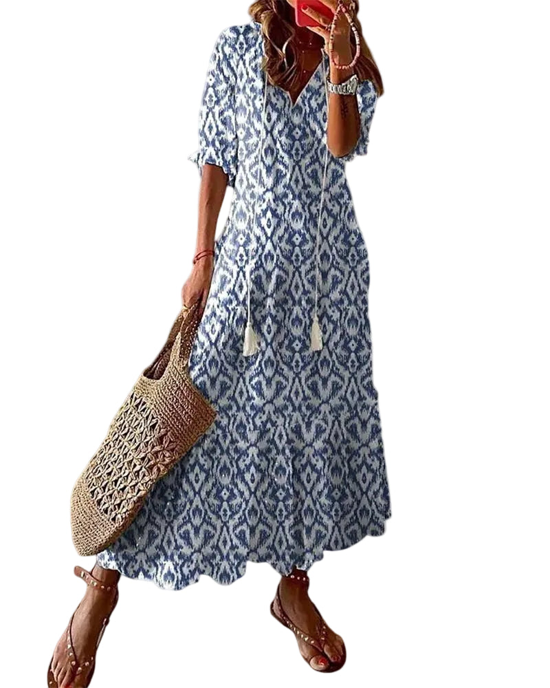 Damska sukienka maxi boho vintage na lato