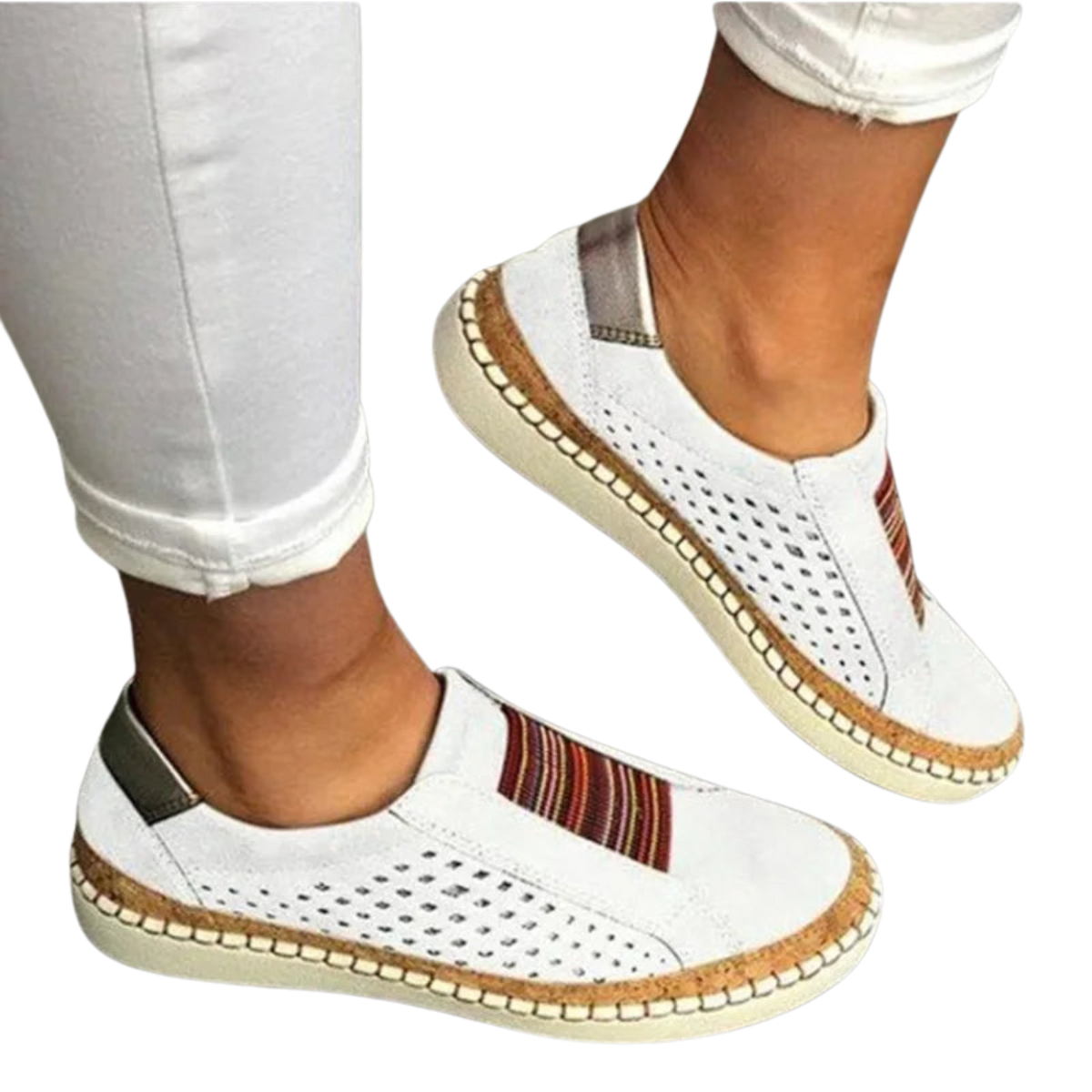 Damskie buty z perforowaną cholewką i elastycznymi wstawkami