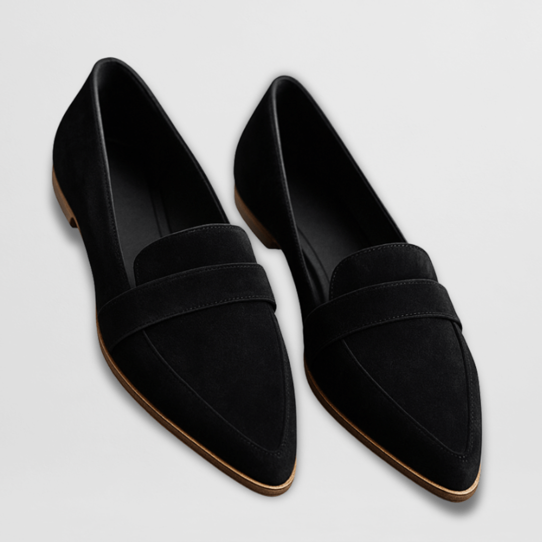 Damskie loafersy ze szpiczastym noskiem i paskiem na przyszwie