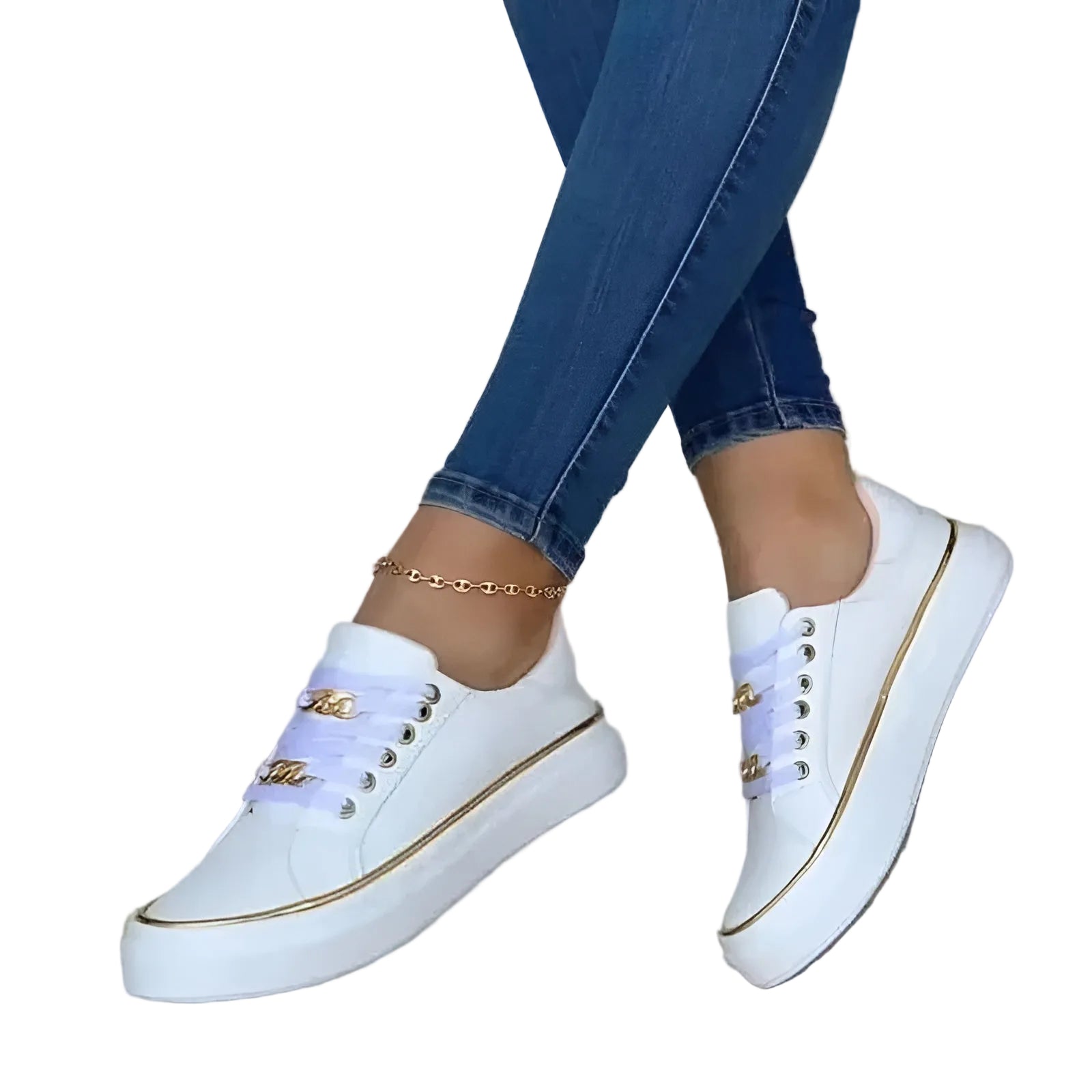 Damskie sneakersy ze sznurowaniem i podeszwą na platformie