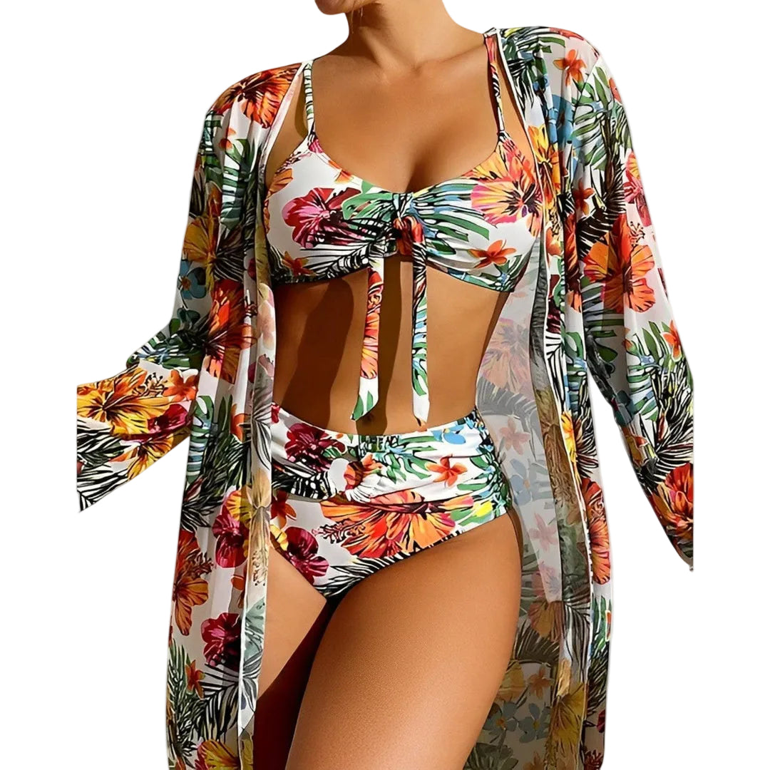 Dwuczęściowy damski kostium bikini z wiązaniem z przodu i ramiączkami