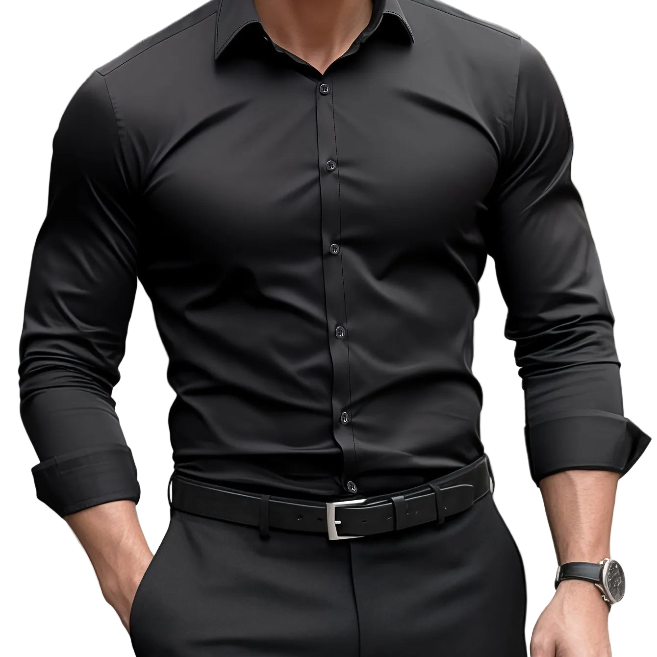 Męska koszula slim fit z długim rękawem i guzikami