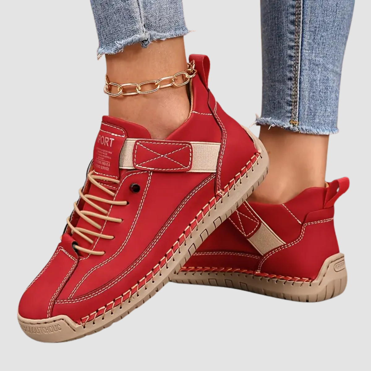 Męskie sneakersy ze sznurowaniem i paskiem przy kostce