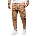 Spodnie cargo męskie z wieloma kieszeniami i elastycznymi mankietami