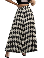 Damska spódnica maxi z nadrukiem geometrycznym