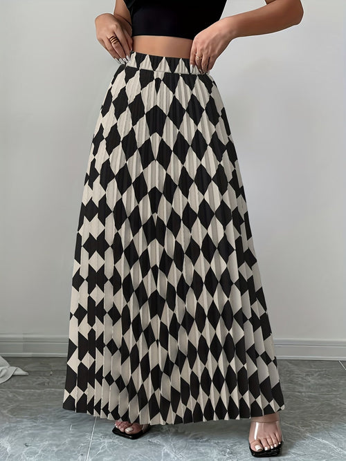 Damska spódnica maxi z nadrukiem geometrycznym