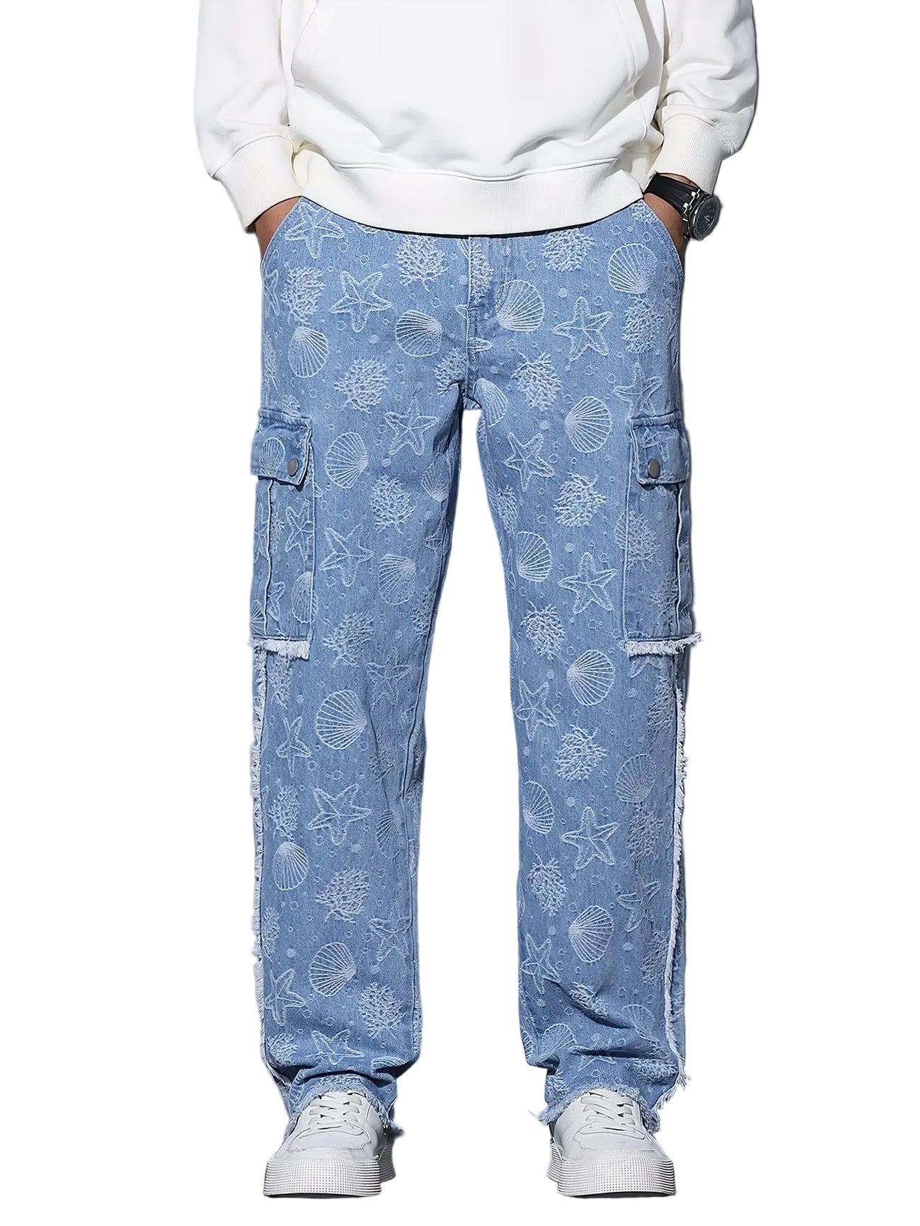 Męskie spodnie cargo z nadrukiem