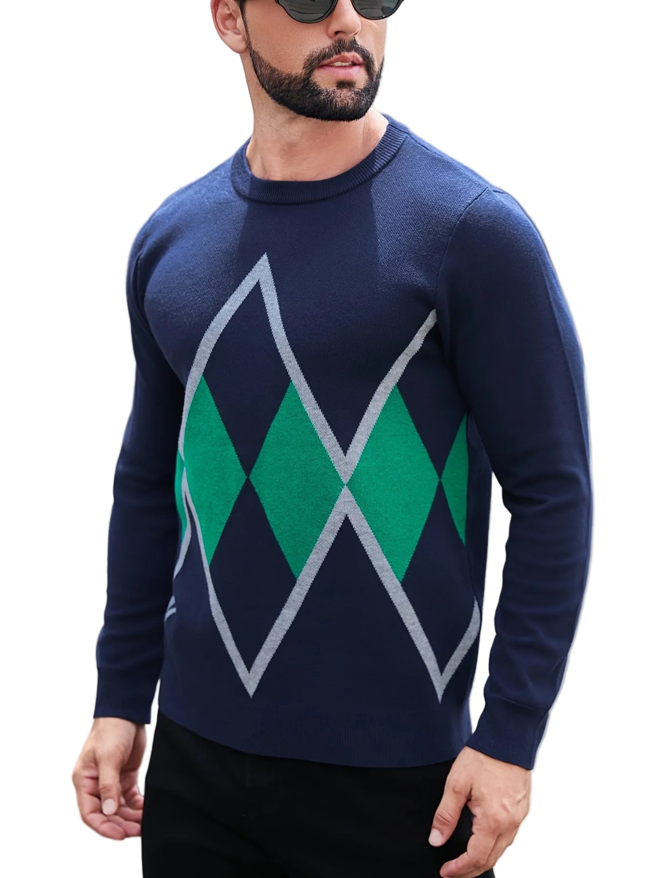 Sweter męski w diamentowy wzór