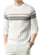 Sweter męski w sploty z paskami
