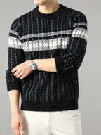Sweter męski w sploty z paskami