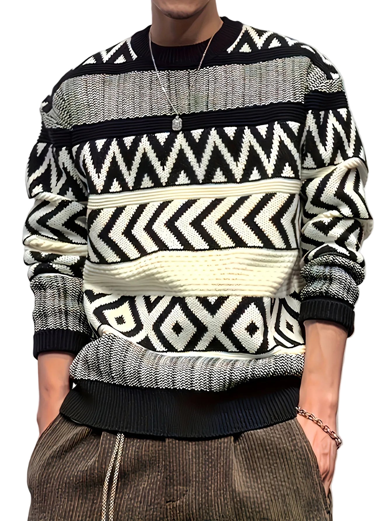 Sweter męski z geometrycznym wzorem